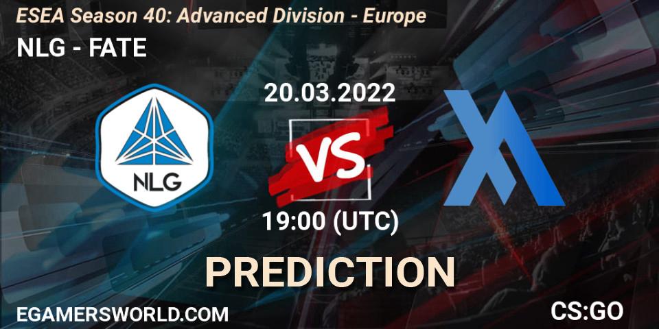 Pronóstico NLG - FATE. 20.03.2022 at 19:00, Counter-Strike (CS2), ESEA Season 40: Advanced Division - Europe