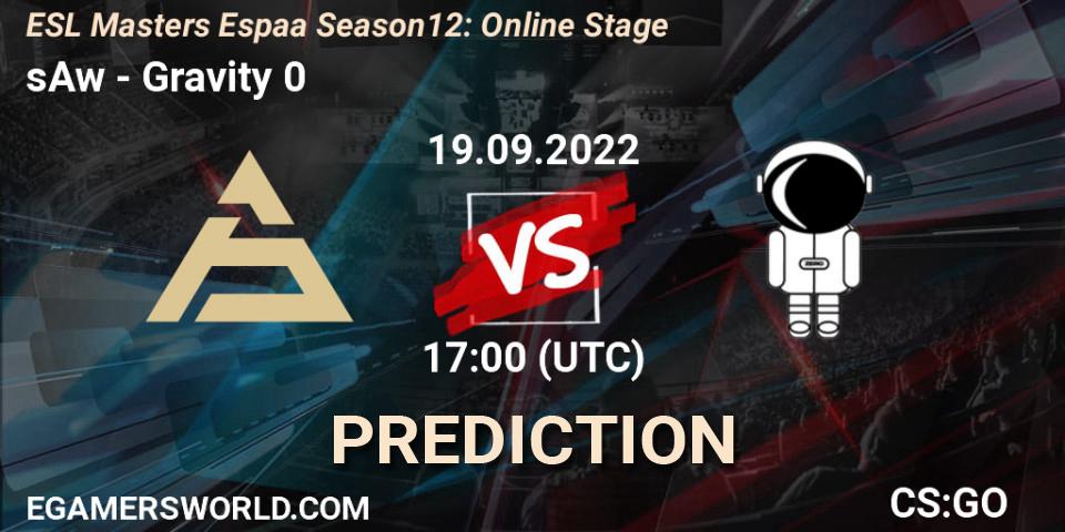 Pronóstico sAw - Gravity 0. 19.09.2022 at 17:00, Counter-Strike (CS2), ESL Masters España Season 12: Online Stage