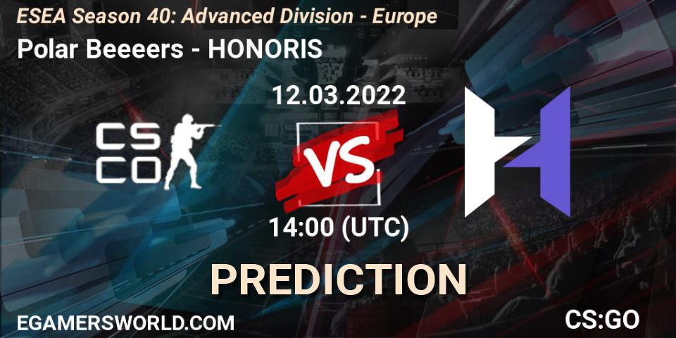 Pronóstico Polar Beeeers - HONORIS. 12.03.2022 at 14:00, Counter-Strike (CS2), ESEA Season 40: Advanced Division - Europe