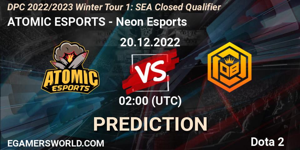 Pronóstico ATOMIC ESPORTS - Neon Esports. 20.12.2022 at 02:00, Dota 2, DPC 2022/2023 Winter Tour 1: SEA Closed Qualifier