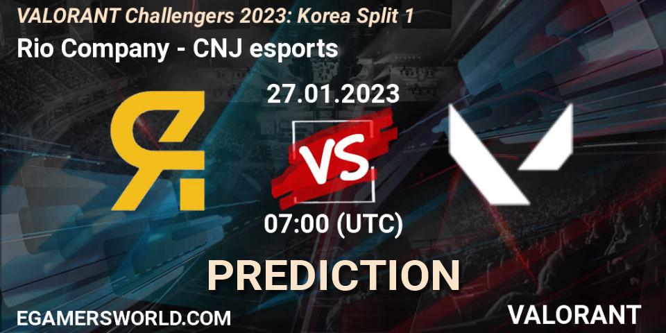 Pronóstico Rio Company - CNJ Esports. 27.01.2023 at 07:00, VALORANT, VALORANT Challengers 2023: Korea Split 1