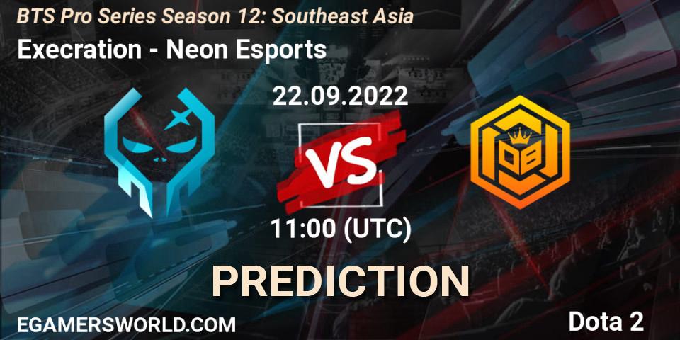 Pronóstico Execration - Neon Esports. 22.09.2022 at 11:18, Dota 2, BTS Pro Series Season 12: Southeast Asia