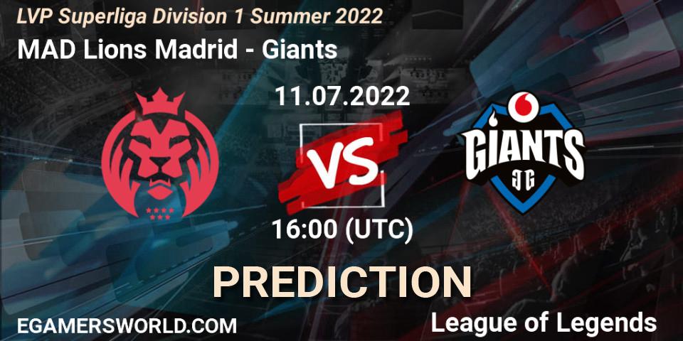 Pronóstico MAD Lions Madrid - Giants. 11.07.22, LoL, LVP Superliga Division 1 Summer 2022