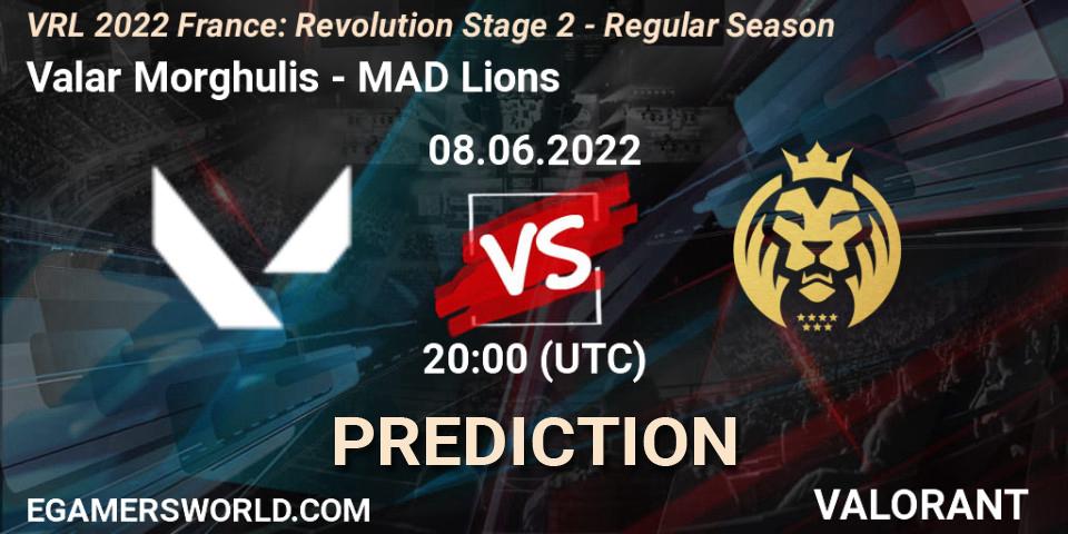 Pronóstico Valar Morghulis - MAD Lions. 08.06.2022 at 20:25, VALORANT, VRL 2022 France: Revolution Stage 2 - Regular Season
