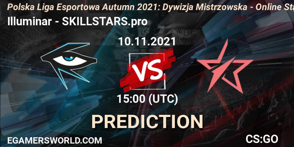 Pronóstico Illuminar - SKILLSTARS.pro. 10.11.2021 at 15:00, Counter-Strike (CS2), Polska Liga Esportowa Autumn 2021: Dywizja Mistrzowska - Online Stage
