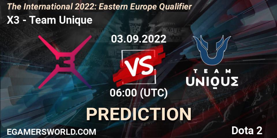 Pronóstico X3 - Team Unique. 03.09.22, Dota 2, The International 2022: Eastern Europe Qualifier