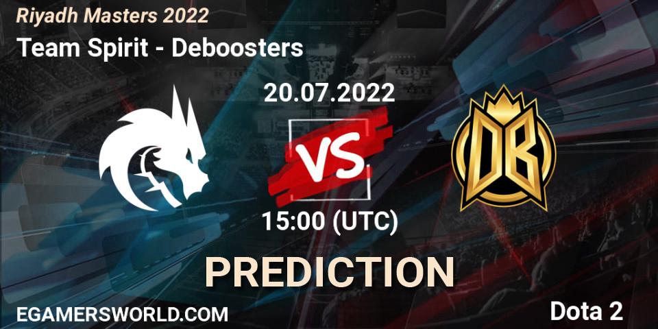 Pronóstico Team Spirit - Deboosters. 20.07.2022 at 15:00, Dota 2, Riyadh Masters 2022