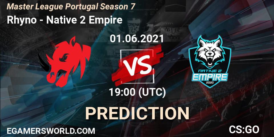 Pronóstico Rhyno - Native 2 Empire. 01.06.2021 at 19:20, Counter-Strike (CS2), Master League Portugal Season 7