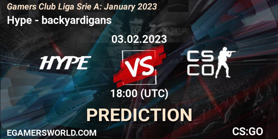 Pronóstico Hype - backyardigans. 03.02.23, CS2 (CS:GO), Gamers Club Liga Série A: January 2023