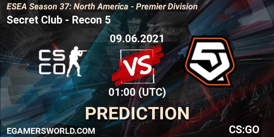 Pronóstico Secret Club - Recon 5. 09.06.2021 at 01:00, Counter-Strike (CS2), ESEA Season 37: North America - Premier Division