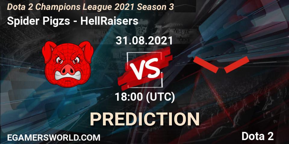 Pronóstico Spider Pigzs - HellRaisers. 31.08.2021 at 19:15, Dota 2, Dota 2 Champions League 2021 Season 3