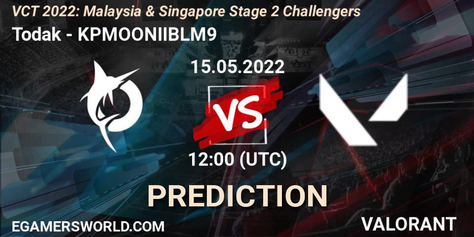 Pronóstico Todak - KPMOONIIBLM9. 15.05.2022 at 09:10, VALORANT, VCT 2022: Malaysia & Singapore Stage 2 Challengers