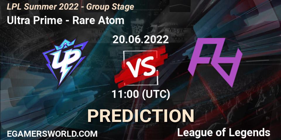 Pronóstico Ultra Prime - Rare Atom. 20.06.2022 at 11:30, LoL, LPL Summer 2022 - Group Stage