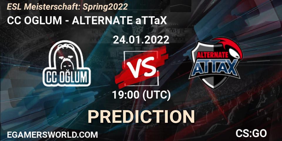 Pronóstico CC OGLUM - ALTERNATE aTTaX. 24.01.2022 at 19:00, Counter-Strike (CS2), ESL Meisterschaft: Spring 2022