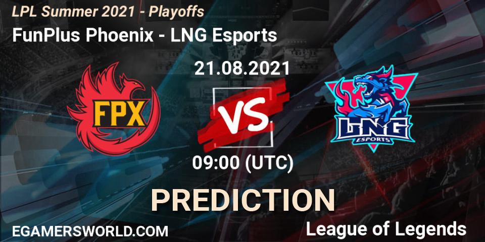 Pronóstico FunPlus Phoenix - LNG Esports. 21.08.21, LoL, LPL Summer 2021 - Playoffs