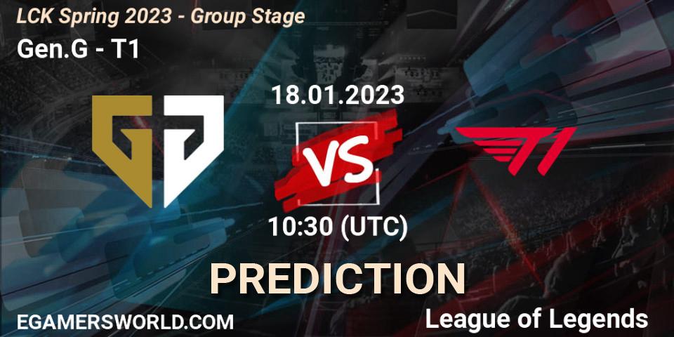 Pronóstico Gen.G - T1. 18.01.2023 at 10:30, LoL, LCK Spring 2023 - Group Stage