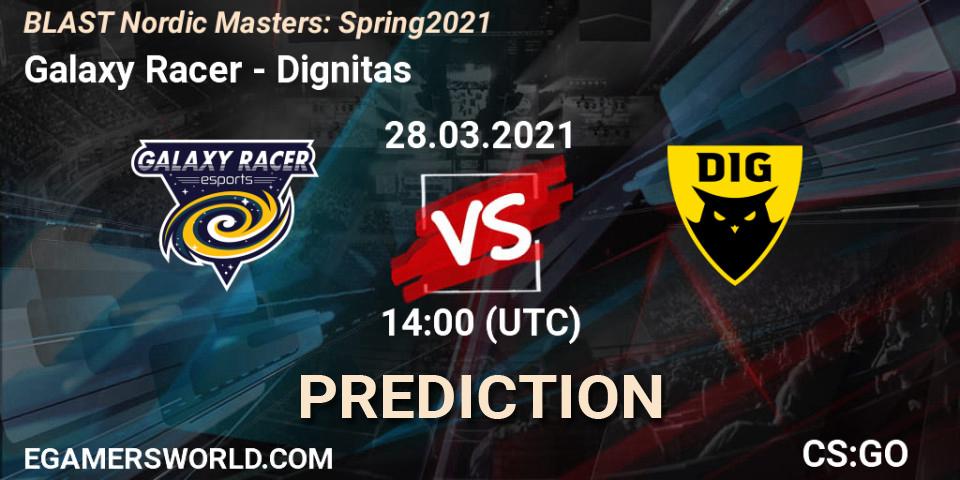 Pronóstico Galaxy Racer - Dignitas. 28.03.2021 at 14:15, Counter-Strike (CS2), BLAST Nordic Masters: Spring 2021