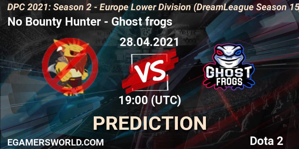 Pronóstico No Bounty Hunter - Ghost frogs. 28.04.2021 at 20:00, Dota 2, DPC 2021: Season 2 - Europe Lower Division (DreamLeague Season 15)