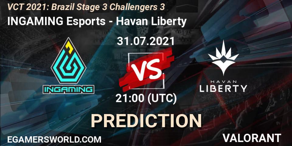 Pronóstico INGAMING Esports - Havan Liberty. 31.07.2021 at 21:00, VALORANT, VCT 2021: Brazil Stage 3 Challengers 3