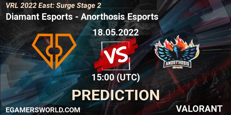 Pronóstico Diamant Esports - Anorthosis Esports. 18.05.2022 at 15:00, VALORANT, VRL 2022 East: Surge Stage 2