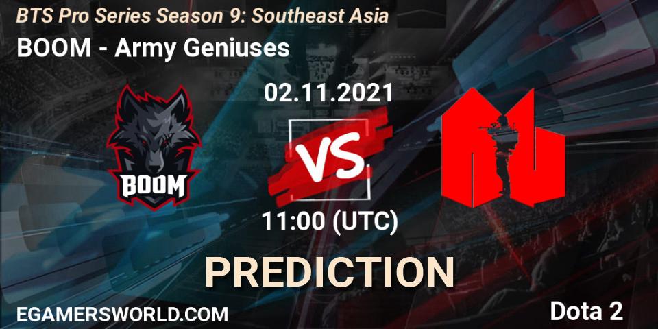 Pronóstico BOOM - Army Geniuses. 02.11.21, Dota 2, BTS Pro Series Season 9: Southeast Asia