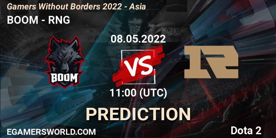 Pronóstico BOOM - RNG. 08.05.2022 at 10:55, Dota 2, Gamers Without Borders 2022 - Asia