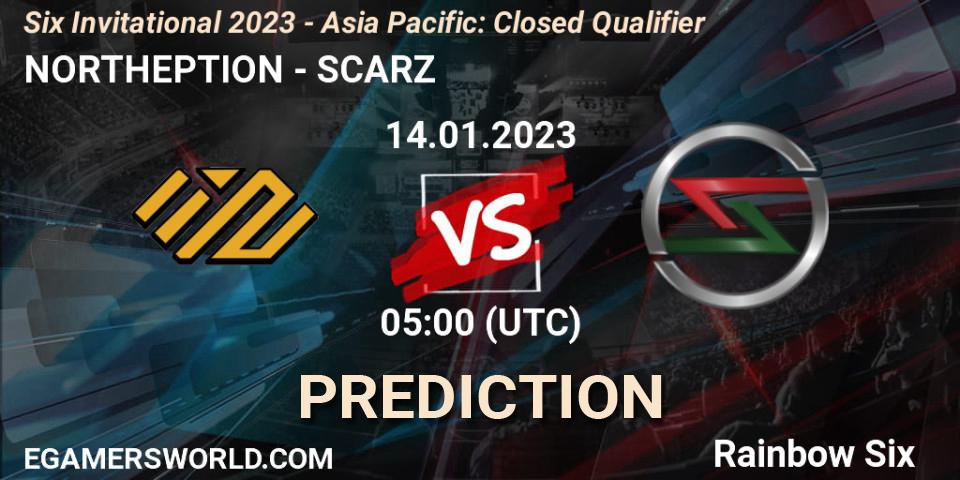 Pronóstico NORTHEPTION - SCARZ. 14.01.2023 at 05:00, Rainbow Six, Six Invitational 2023 - Asia Pacific: Closed Qualifier