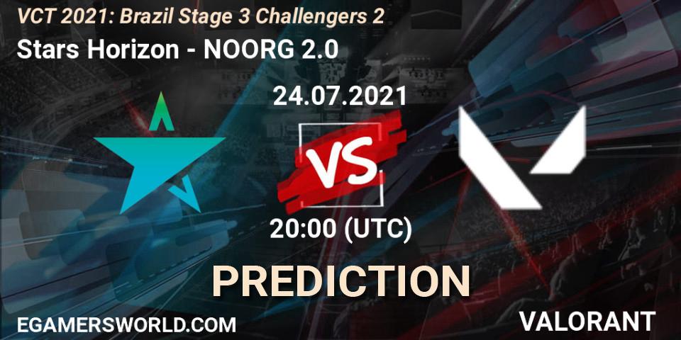 Pronóstico Stars Horizon - NOORG 2.0. 24.07.2021 at 20:00, VALORANT, VCT 2021: Brazil Stage 3 Challengers 2