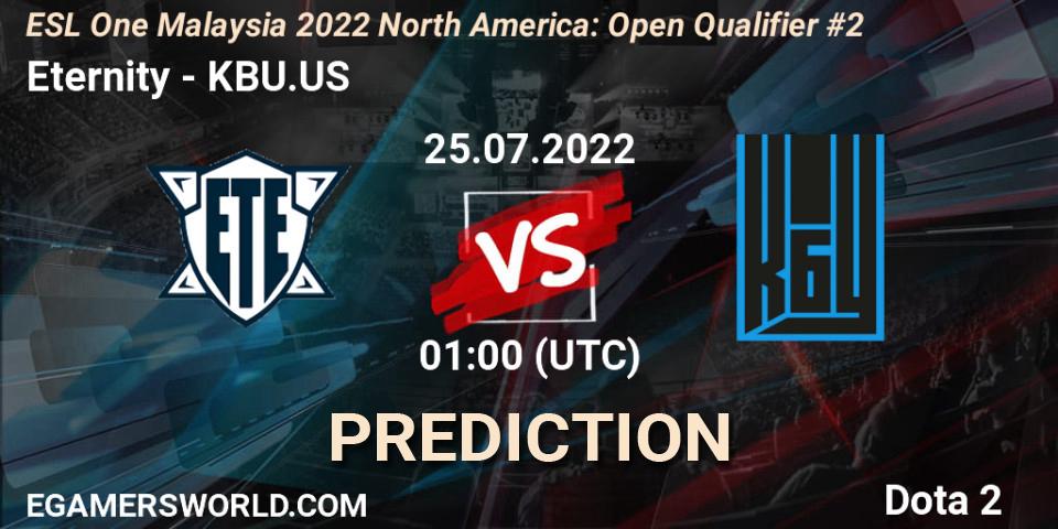 Pronóstico Eternity - KBU.US. 25.07.2022 at 01:02, Dota 2, ESL One Malaysia 2022 North America: Open Qualifier #2