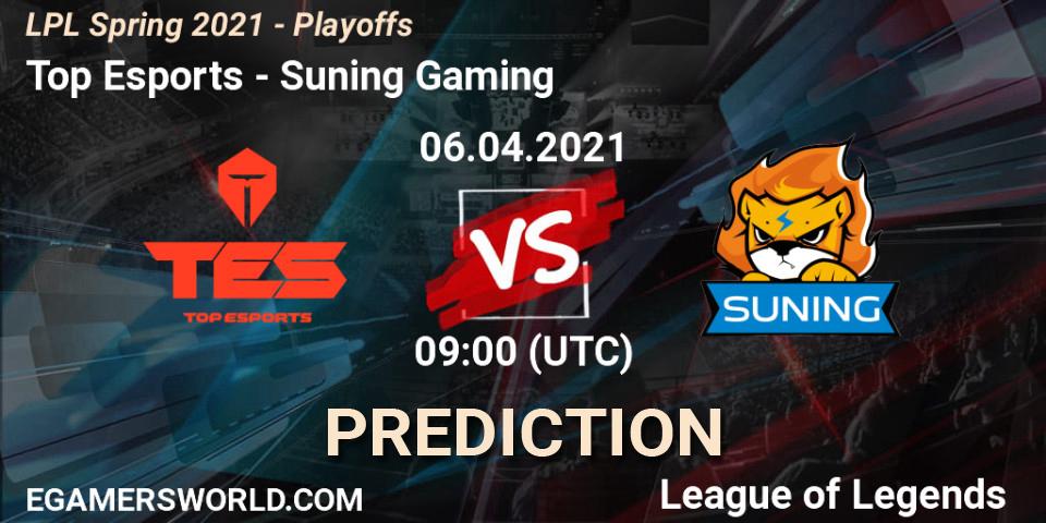 Pronóstico Top Esports - Suning Gaming. 06.04.21, LoL, LPL Spring 2021 - Playoffs