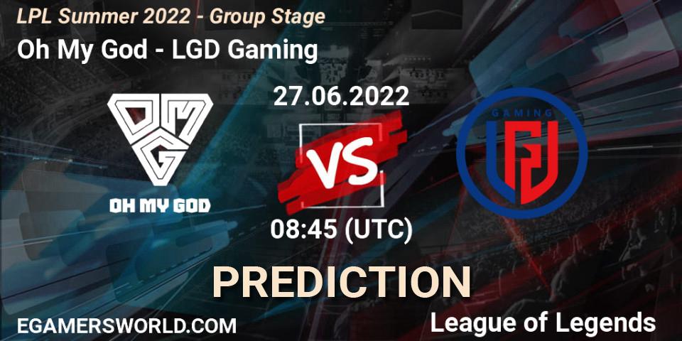 Pronóstico Oh My God - LGD Gaming. 27.06.2022 at 09:00, LoL, LPL Summer 2022 - Group Stage