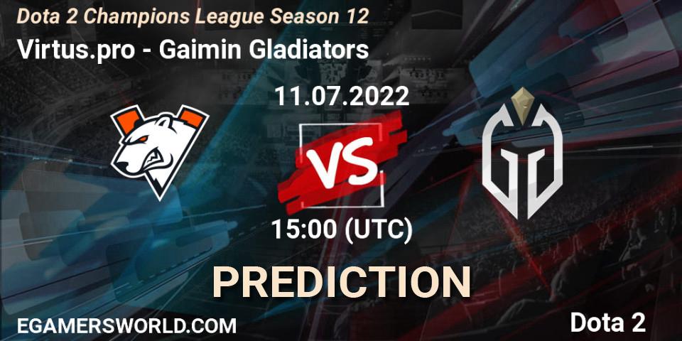 Pronóstico Virtus.pro - Gaimin Gladiators. 11.07.22, Dota 2, Dota 2 Champions League Season 12