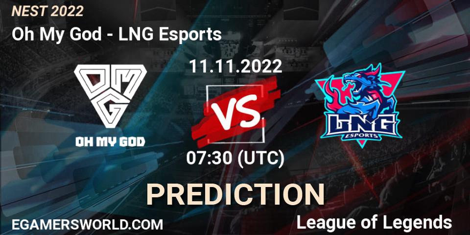 Pronóstico Oh My God - LNG Esports. 11.11.22, LoL, NEST 2022