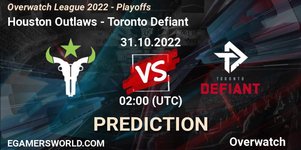 Pronóstico Houston Outlaws - Toronto Defiant. 31.10.2022 at 02:00, Overwatch, Overwatch League 2022 - Playoffs
