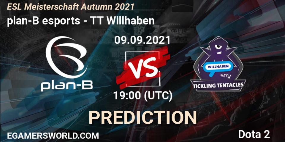Pronóstico plan-B esports - TT Willhaben. 09.09.2021 at 19:05, Dota 2, ESL Meisterschaft Autumn 2021