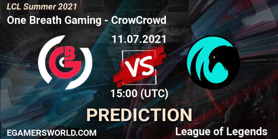 Pronóstico One Breath Gaming - CrowCrowd. 11.07.2021 at 15:00, LoL, LCL Summer 2021
