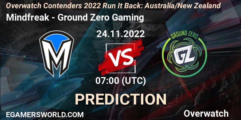 Pronóstico Mindfreak - Ground Zero Gaming. 24.11.22, Overwatch, Overwatch Contenders 2022 - Australia/New Zealand - November