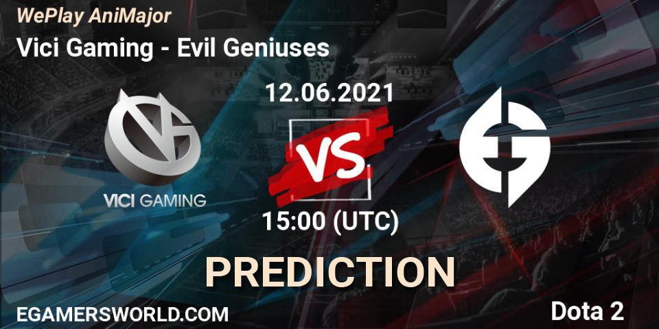 Pronóstico Vici Gaming - Evil Geniuses. 12.06.2021 at 15:09, Dota 2, WePlay AniMajor 2021