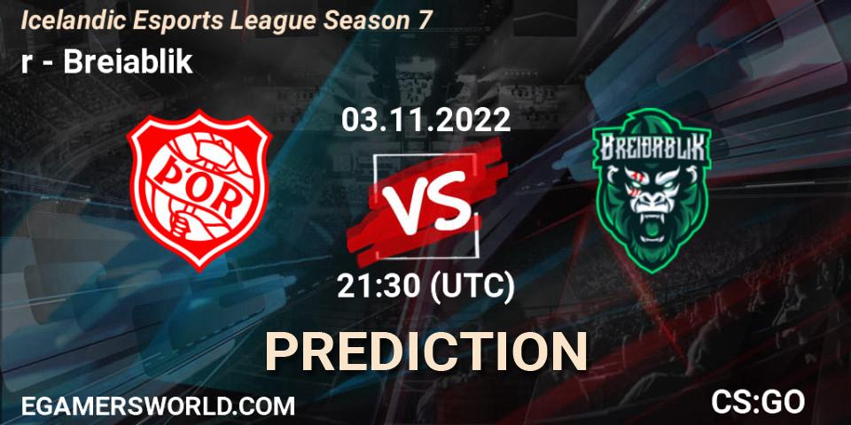 Pronóstico Þór - Breiðablik. 03.11.2022 at 21:30, Counter-Strike (CS2), Icelandic Esports League Season 7