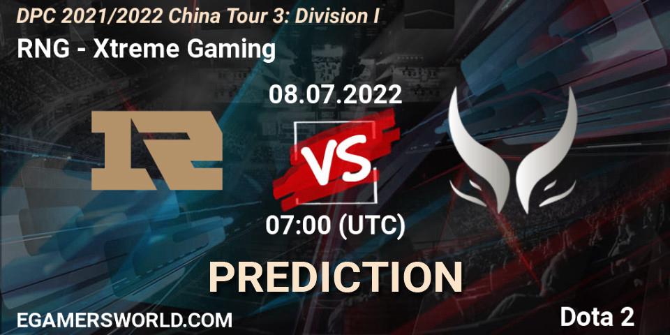 Pronóstico RNG - Xtreme Gaming. 08.07.22, Dota 2, DPC 2021/2022 China Tour 3: Division I