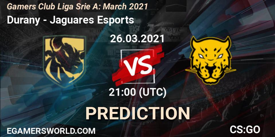 Pronóstico Durany - Jaguares Esports. 26.03.2021 at 21:00, Counter-Strike (CS2), Gamers Club Liga Série A: March 2021