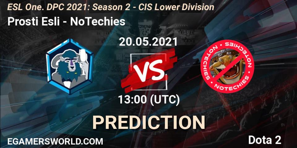 Pronóstico Prosti Esli - NoTechies. 20.05.2021 at 12:57, Dota 2, ESL One. DPC 2021: Season 2 - CIS Lower Division