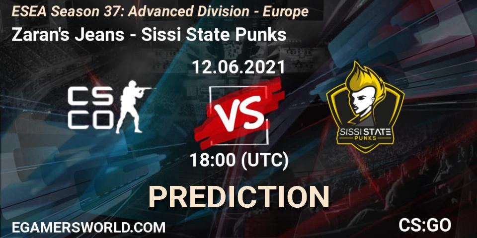 Pronóstico Zaran's Jeans - Sissi State Punks. 12.06.2021 at 18:00, Counter-Strike (CS2), ESEA Season 37: Advanced Division - Europe
