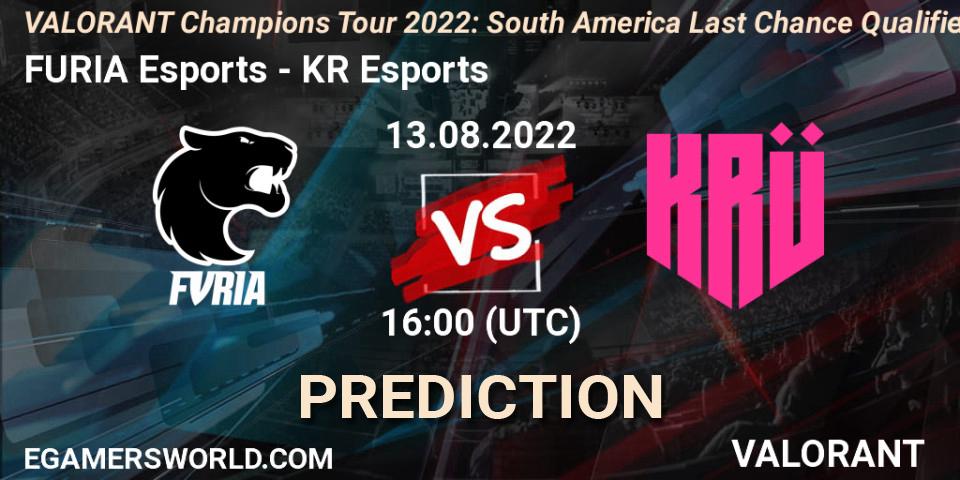 Pronóstico FURIA Esports - KRÜ Esports. 13.08.2022 at 20:00, VALORANT, VCT 2022: South America Last Chance Qualifier