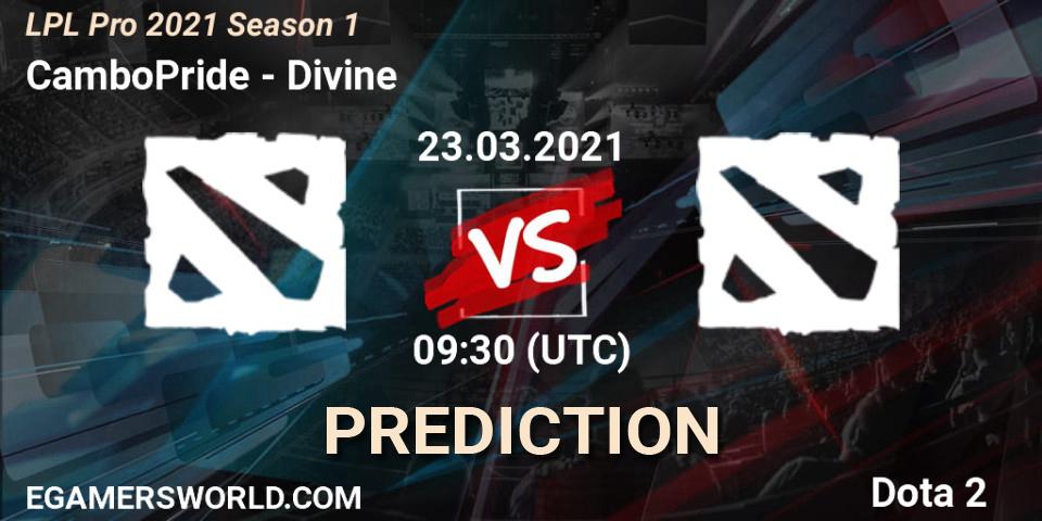 Pronóstico CamboPride - Divine. 23.03.2021 at 09:31, Dota 2, LPL Pro 2021 Season 1