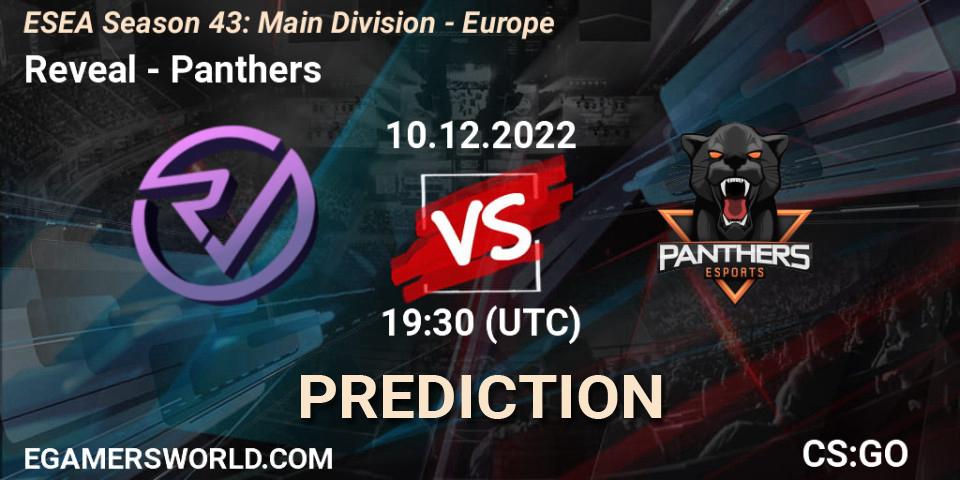 Pronóstico Reveal - Panthers. 10.12.2022 at 19:00, Counter-Strike (CS2), ESEA Season 43: Main Division - Europe