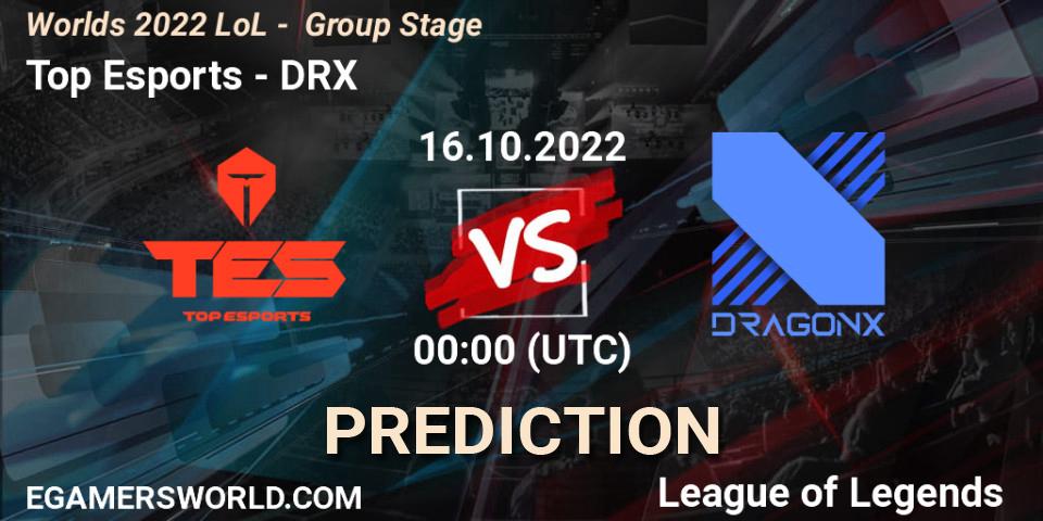 Pronóstico Top Esports - DRX. 16.10.2022 at 00:00, LoL, Worlds 2022 LoL - Group Stage