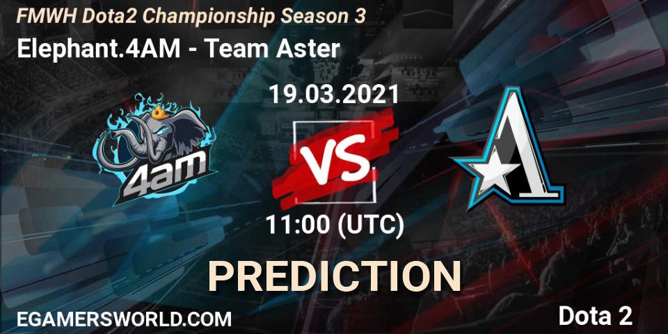 Pronóstico Elephant.4AM - Team Aster. 19.03.2021 at 11:36, Dota 2, FMWH Dota2 Championship Season 3