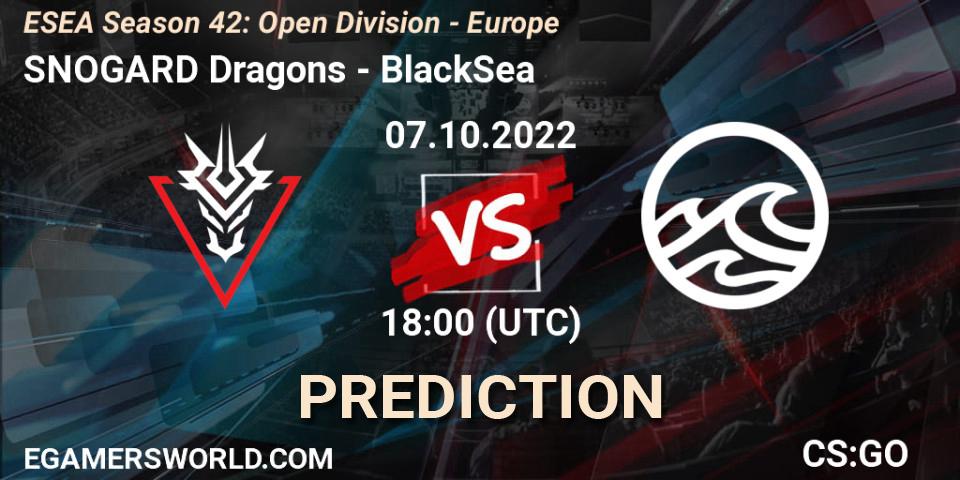 Pronóstico SNOGARD Dragons - BlackSea. 07.10.2022 at 18:00, Counter-Strike (CS2), ESEA Season 42: Open Division - Europe