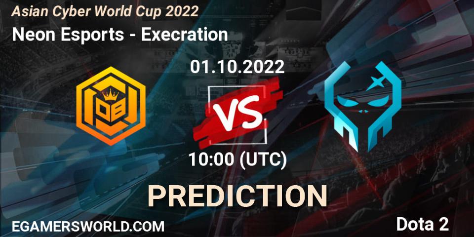 Pronóstico Neon Esports - Execration. 01.10.2022 at 10:01, Dota 2, Asian Cyber World Cup 2022